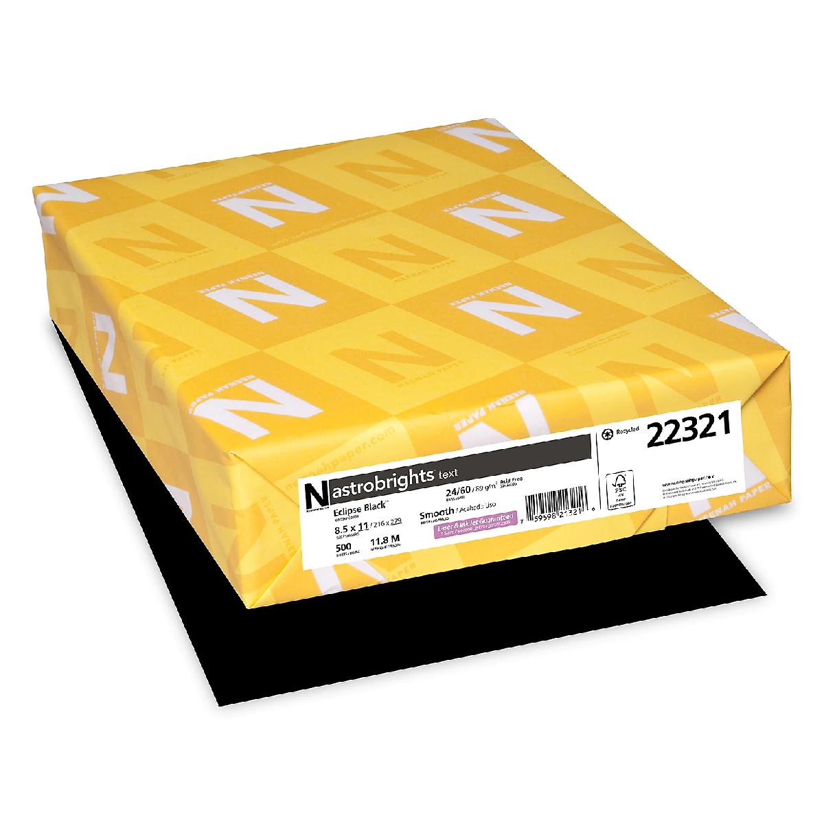 Neenah Paper® Astrobrights Eclipse Black Smooth 60 lb. Text 8.5x11 in. 500 Sheets per Ream